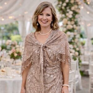 Alex Evenings Wedding Ready! Alex Evenings Dress w/ Shawl Bejeweled & Fringe